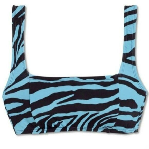 Shade And Shore Blue Black Zebra Print Swim Bikini Set Two Piece Size L - Picture 7 of 13